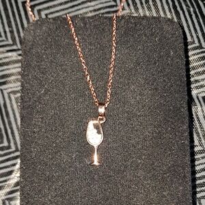 Rose Gold Minimalist Wine Glass Pendant Necklace